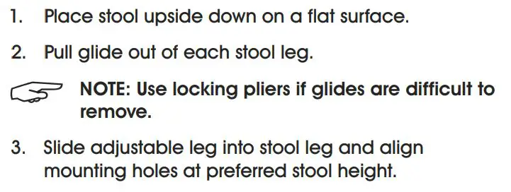 ULINE Shop Stools - Adjustable Leg Assembly 1