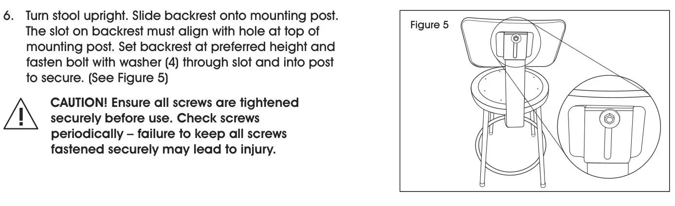 ULINE Shop Stools - Backrest Assembly Continued