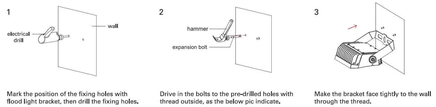 naturaled NAT-9567 LED Flood Light Adjustable Wattage Installation Guide - Installation - Yoke Mount