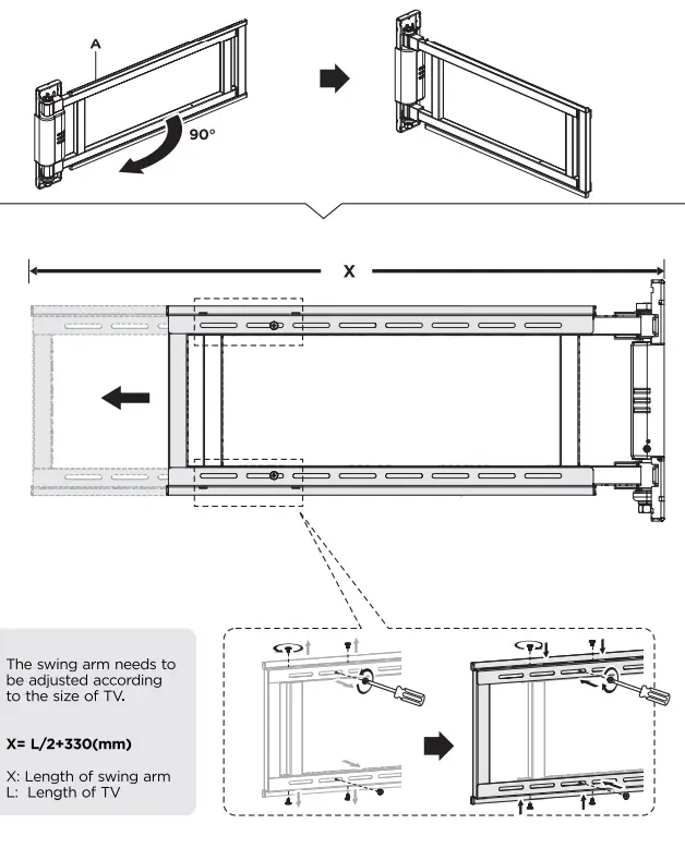 equip 650336 32-75 Inch Motorized TV Swing Mount Bracket 3