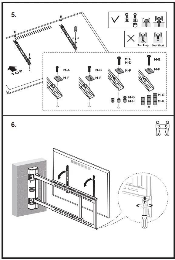 equip 650336 32-75 Inch Motorized TV Swing Mount Bracket 6