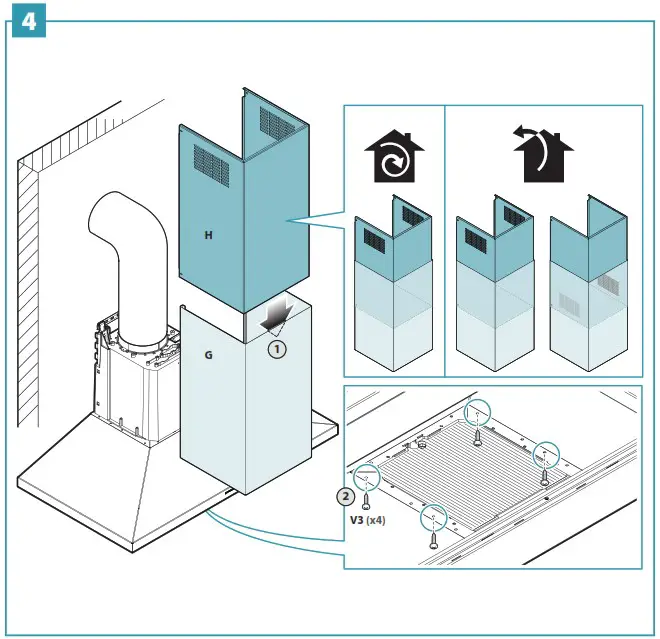 falmec FPVUX36W6SSR 36 Inch Stainless Steel Convertible Chimney Style Wall Mount Hood - overview 14
