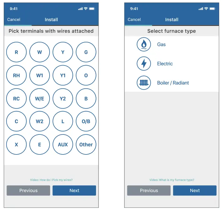 Sensi Smart Thermostat -- Choose Wire Terminals