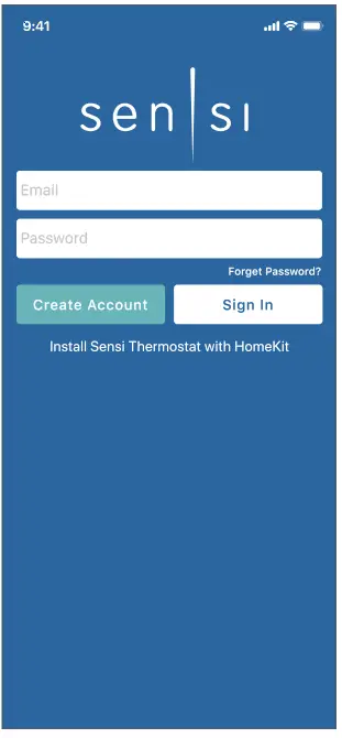 Sensi Smart Thermostat -- Create an account