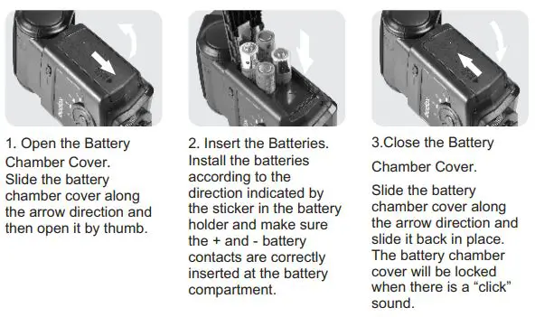 Godox ML-150 Macro Ringflash User Manual - Installing Batteries