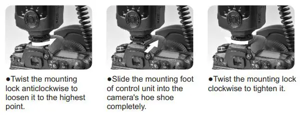 Godox ML-150 Macro Ringflash User Manual - Mounting Ring Flash on the Camera