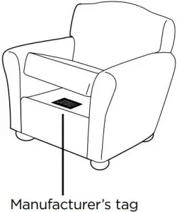 Sofa Manufacturer’s tag