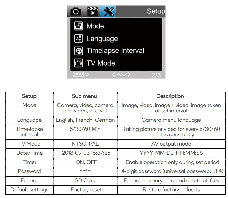 Kogan Hunting Trail Camera 24MP - Setup Menu Settings