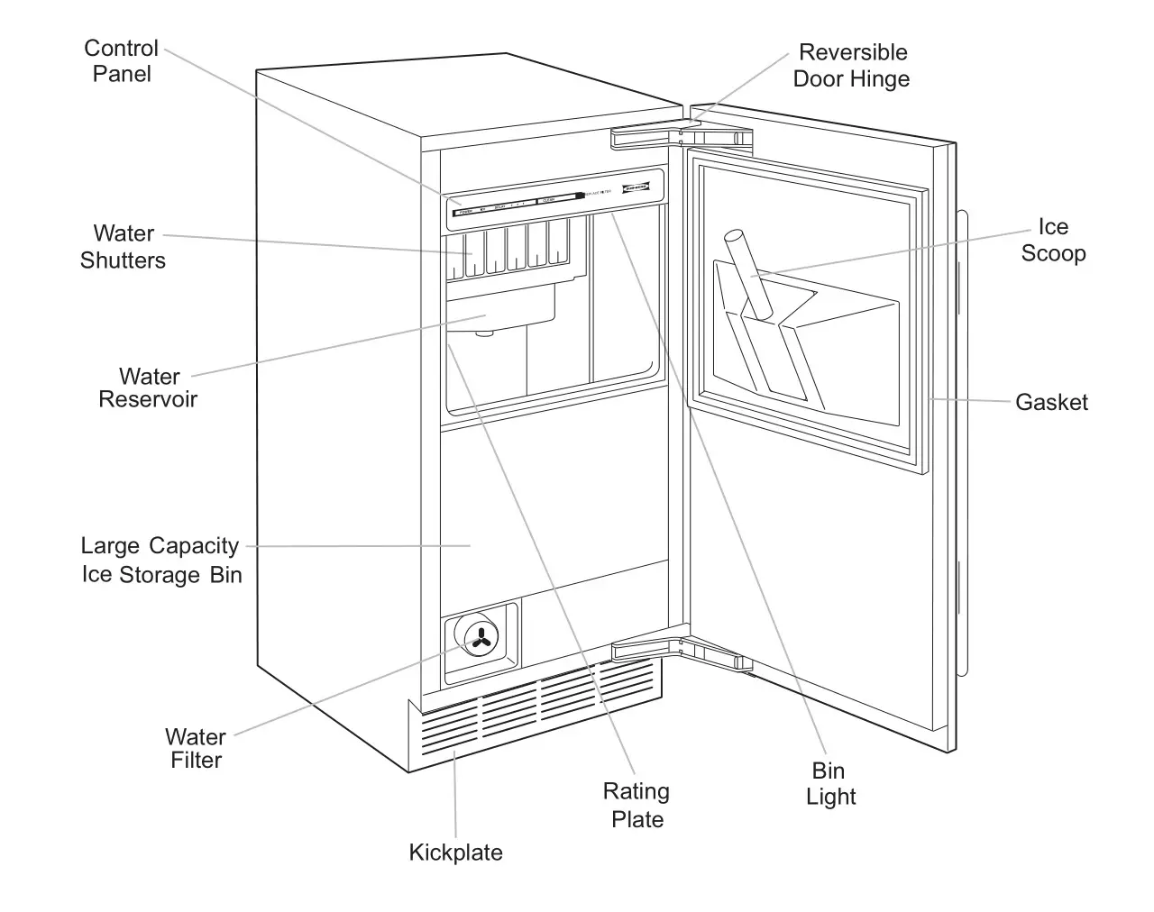 SubZero UC-15I 15 Inch Undercounter Ice Machine - COMPONENTS FEATURES