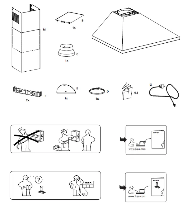IKEA 103.923.28 RYTMISK Wall Mounted Extractor Hood Stainless Steel 1