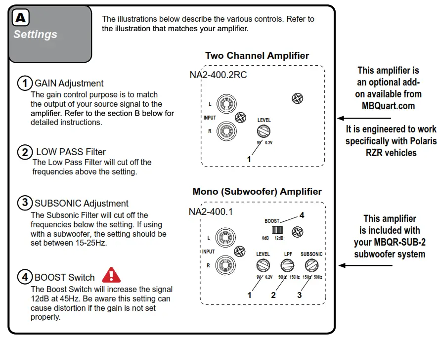 MB QUART 10” Subwoofer 400 Watt - setting 2