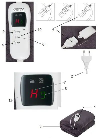 camry CR 7418 Electric Heating Throw-Blanket with Timer - cr
