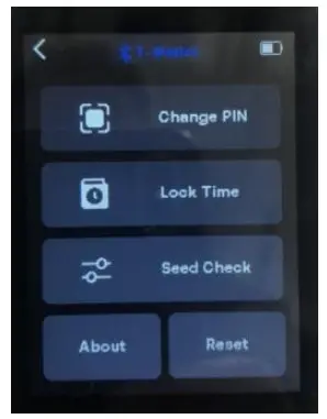 SecuX Nifty Hardware Wallet - Settings