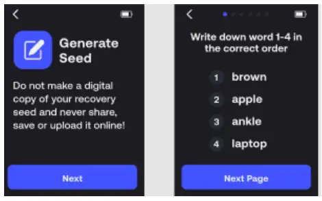 SecuX Nifty Hardware Wallet - configuration mode 2
