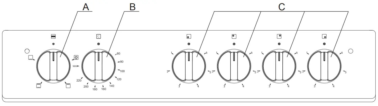 VOGUE 310110 500mm Freestanding Oven with Hotplate Cooktop - Control panel