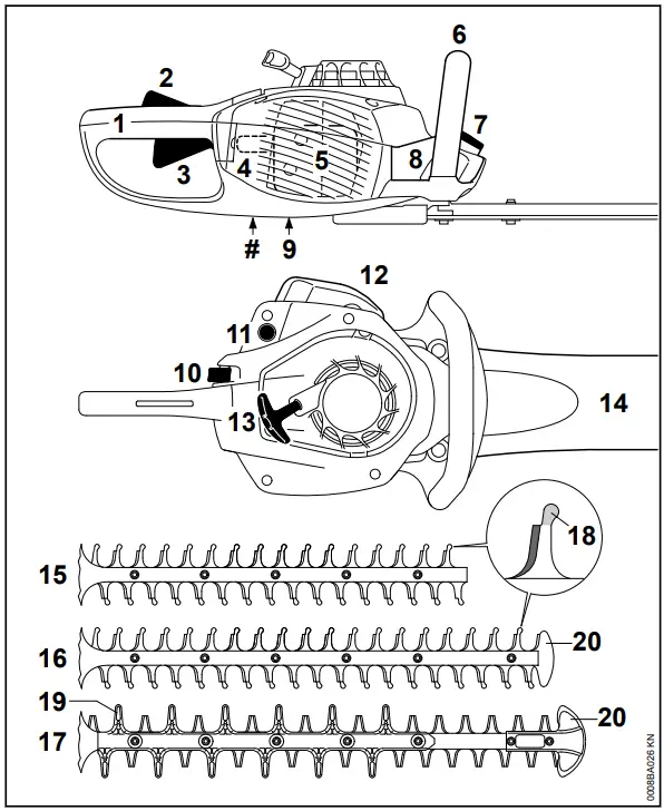 STIHL HS 46 Light Petrol Hedge Trimmer - Main Parts