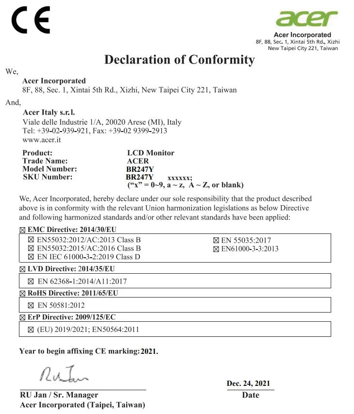 acer LCD Monitor BR7 Series BR247Y - 3