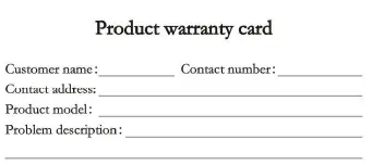 Warranty Card