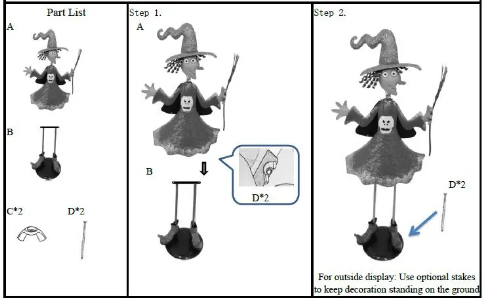 Haunted Hill Farm HHMTWITCH028-0PU 28-in Lighted Witch Free Standing Decoration - Figure 1