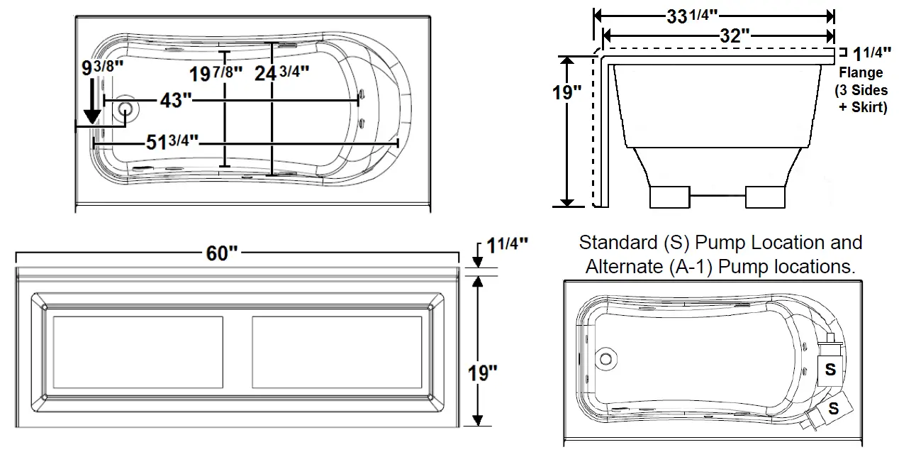 Laurel-Mountain-6032SWASR064-Stephen-60-x-32”-Skirted-Acrylic-Combo-Bath-fig-1