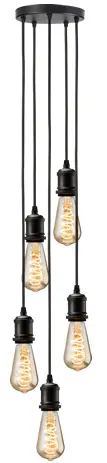 Calla E27 Matt Black Vintage 5 Light Pendant