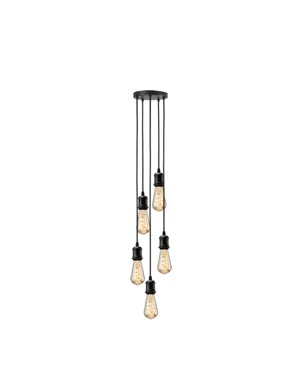 Knightsbridge Calla E27 Matt Black Vintage 5 Light Pendant Instruction Manual Knightsbridge Calla E27 Matt Black Vintage 5 Light Pendant Instruction Manual