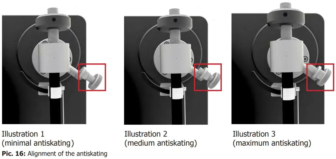 Adjustment of the anti-skating