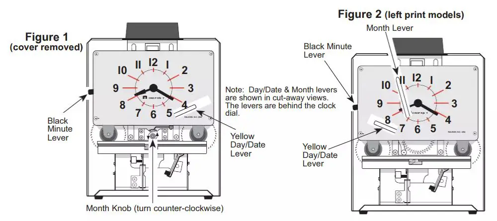 ACROPRINT 150QR4 Heavy Duty Automatic Time Recorder Instructions - Figure 1,2