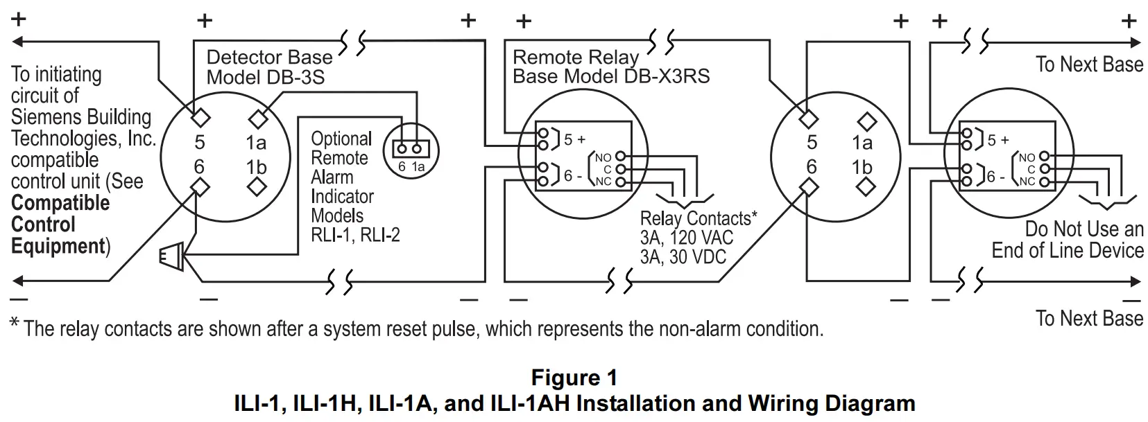 SIEMENS ILI 1AH Smoke and Fire Detector - Wiring Diagram