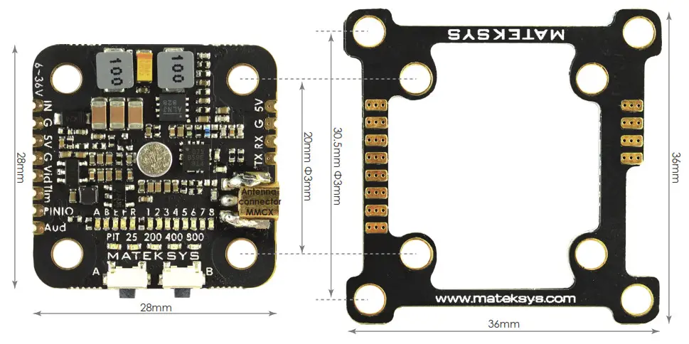 MATEKSYS VTX-Mini Video Transmitter 5.8G-layout