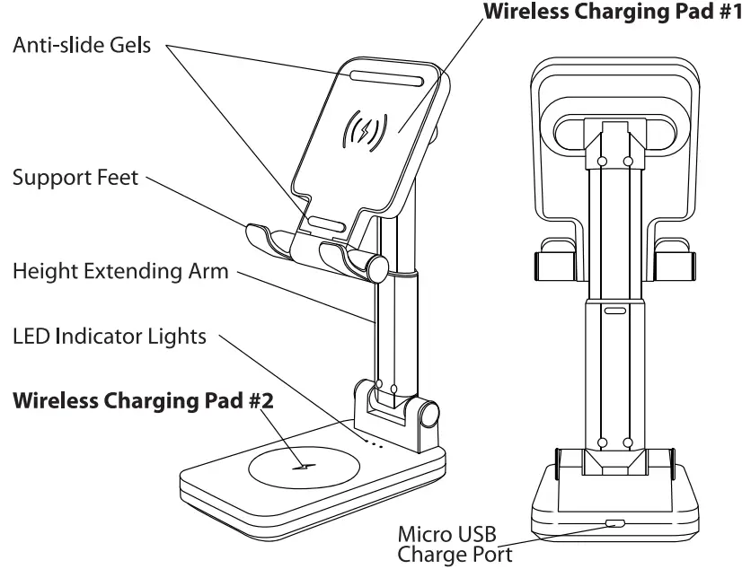 BYTECH BP MO CP 500 BK Wireless Charging Stand-diagram