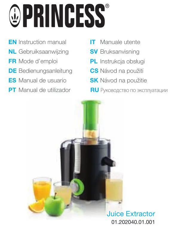 PRINCESS Juice Extractor User Manual