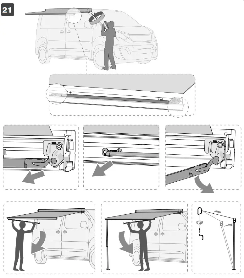 FIAMMA F45s 260 Awning for VW Ts5 and T6 with Deep Black Case - 21
