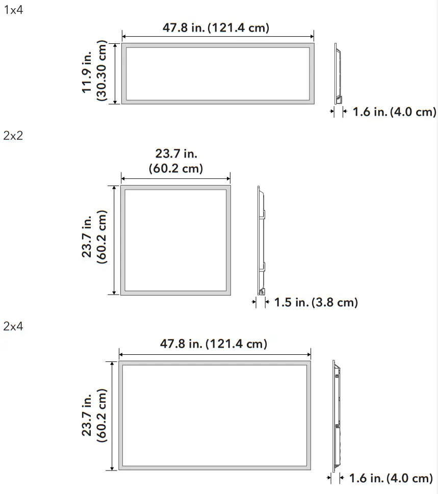 e-conolight E TFP50B 24U35W LED Backlit Panel - Drawing Dimensions
