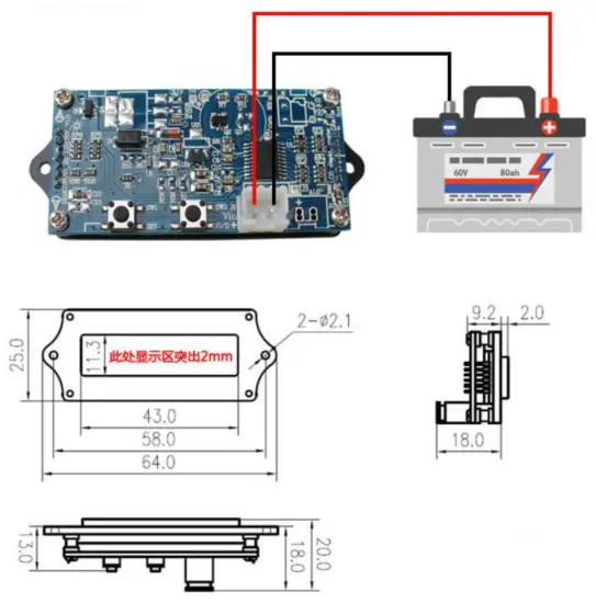 BANGGOOD H52V215 Lead Acid Battery 2-15S Lithium Battery - LCD