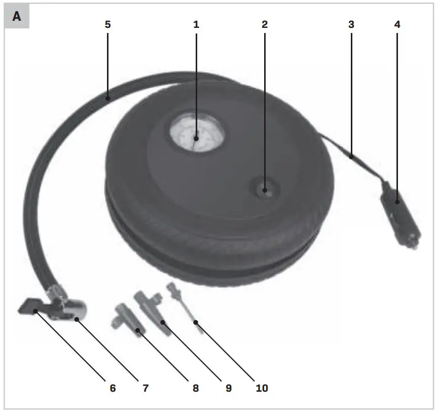 VONROC CR502DC 12V Mini Compressor Instructions - Fig. A