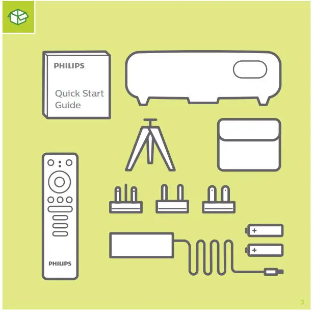 Philips PPX360 PicoPix Micro 2TV Portable projector User Guide - What's in the box