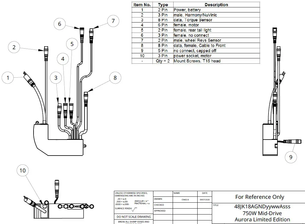 Aurora Limited Edition Mid-Drive -- Wiring Conductors Diagram c