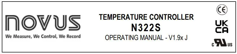 NOVUS N322S Temperature Controller, Electronic Thermostats User Manual