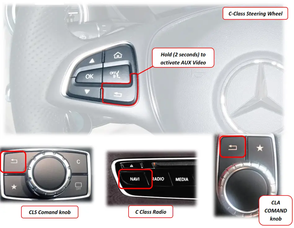 NAVTAV W205-N RVC Back-up Camera Interface - Return button