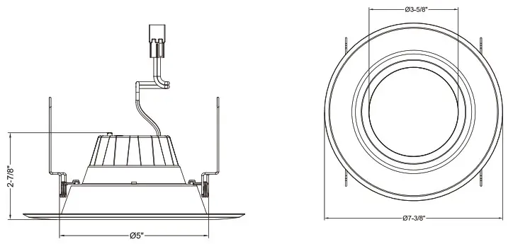 RAB R6R89FA120WS 6 Inch 8 Watt LED Retrofit Downlight - DIMENSIONAL DRAWINGS 1