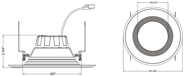 RAB R6R89FA120WS 6 Inch 8 Watt LED Retrofit Downlight - DIMENSIONAL DRAWINGS 2