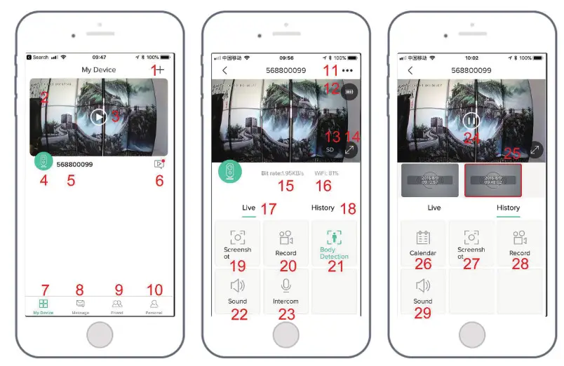SDETER Smart IP Camera with Battery- IDevice Menu 1