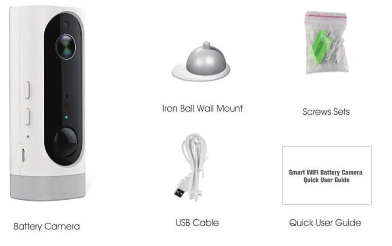 SDETER Smart IP Camera with Battery - Packing list