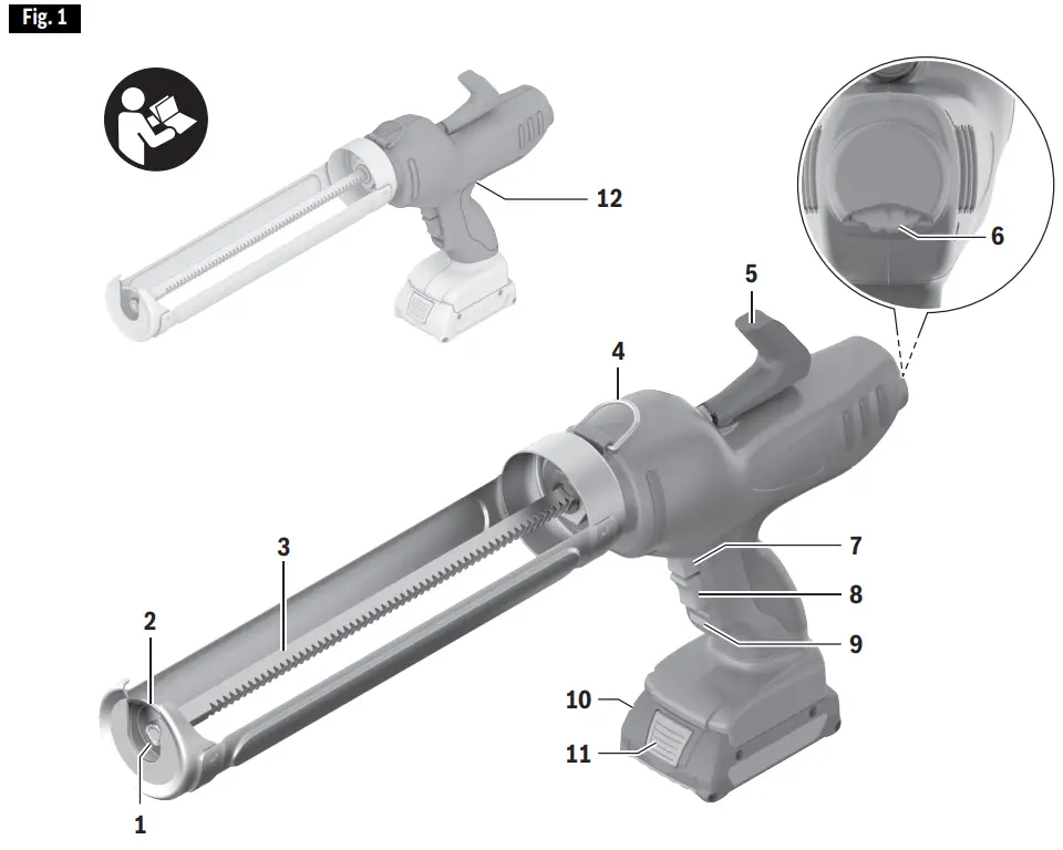 BOSCH GCG18V 29 18V Caulk and Adhesive Gun - fig 1