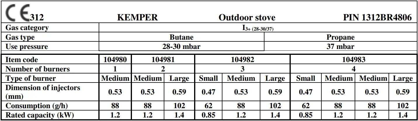 KEMPER Gas Camping Stove Table
