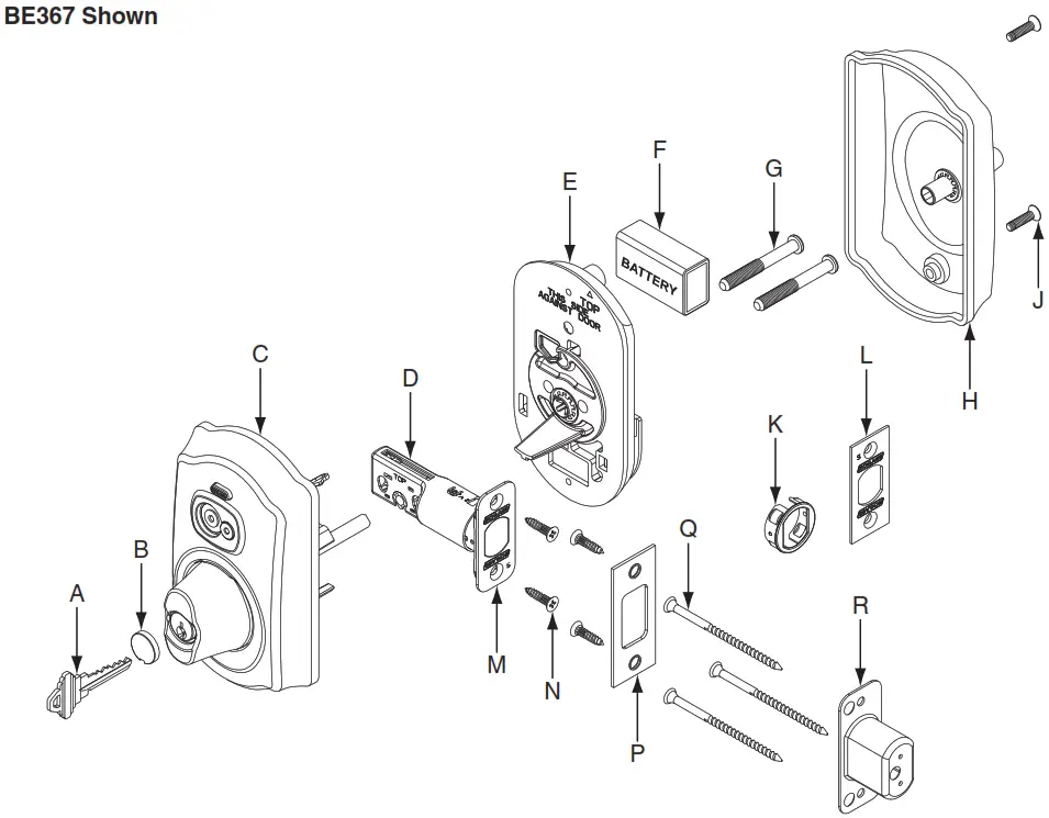 Schlage Be367/be367f Camelot Programmable Keyless Deadbolt Installation Manual