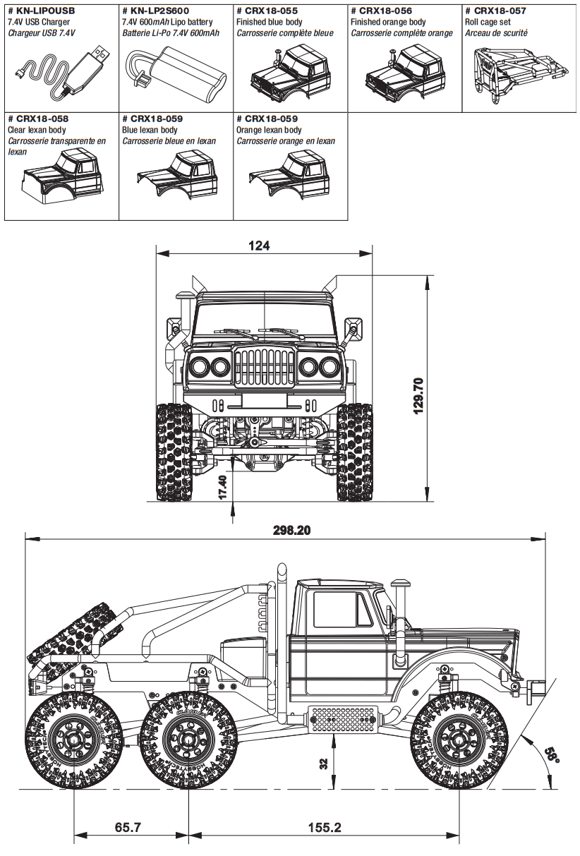 hobbytech CRX18 Flat Cage 6WD Blue - fig 12