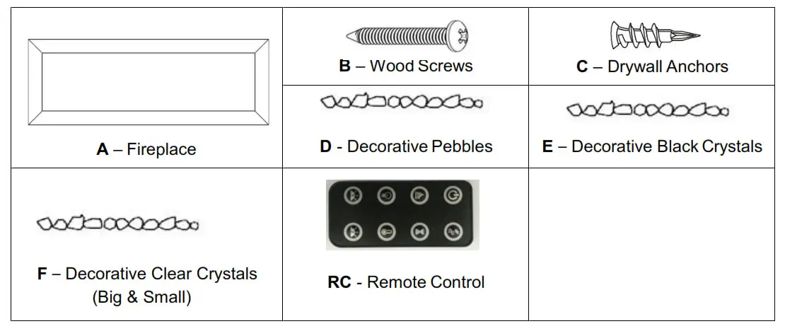 Built-in Electric Fireplace - Parts and Hardware