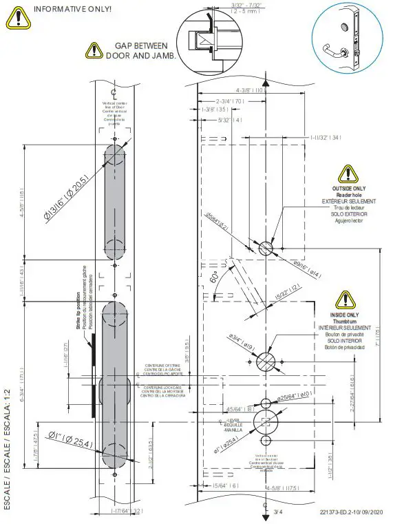SALTO LA1T1770A24IMSLH Ansi Mortise Lock Without Deadbolt - DOOR PREPARATION